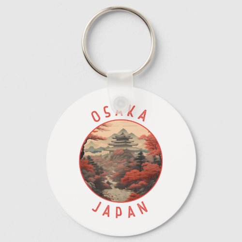 Osaka Japan Retro Distressed Circle Keychain
