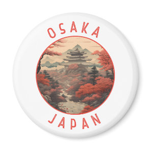 Osaka Japan Retro Distressed Circle Magnet