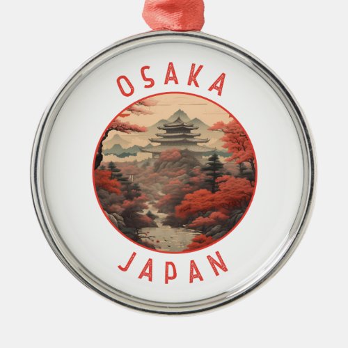 Osaka Japan Retro Distressed Circle Metal Ornament