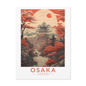 Osaka Japan Travel Art Vintage Postcard