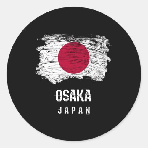 Osaka Japan Vacation Japanese Flag Distressed Classic Round Sticker