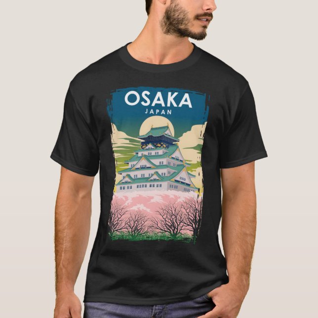 Osaka Japan Vintage Minimal Retro Travel Poster  T-Shirt (Front)