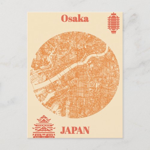 Osaka map Japan Postcard