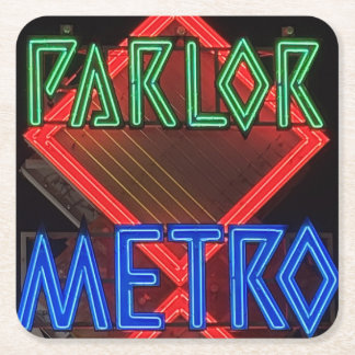 Osaka Pachinko Parlor Neon Sign Vintage Japan Square Paper Coaster