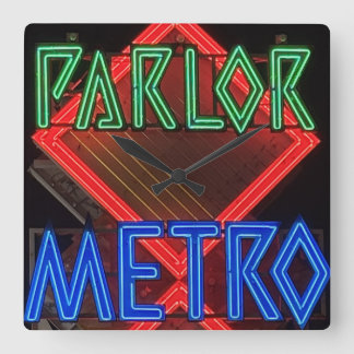 Osaka Pachinko Parlor Neon Sign Vintage Japan Square Wall Clock