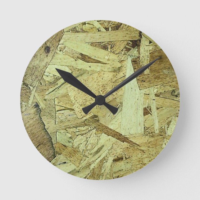 OSB Chip Board Plywood Round Clock (Front)