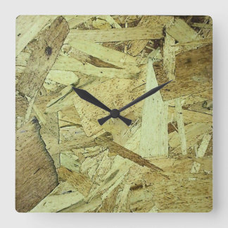 OSB Chip Board Plywood Square Wall Clock