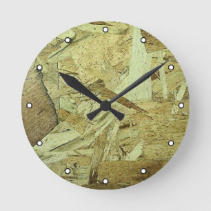 OSB Chip Board Plywood with Dots Round Clock