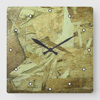 OSB Chip Board Plywood with Dots Square Wall Clock