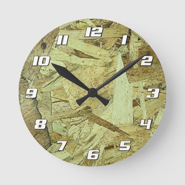 OSB Chip Board Plywood with Numbers Round Clock (Front)