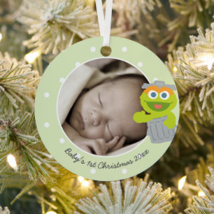 Oscar   Baby's First Christmas - Add Your Name Metal Ornament