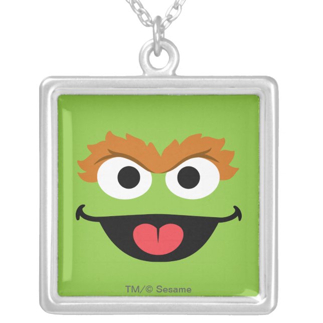 Oscar Face Art Silver Plated Necklace (Front)
