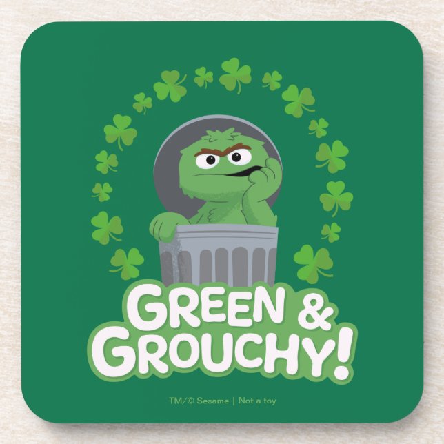 Oscar | Green & Grouchy! Beverage Coaster (Front)