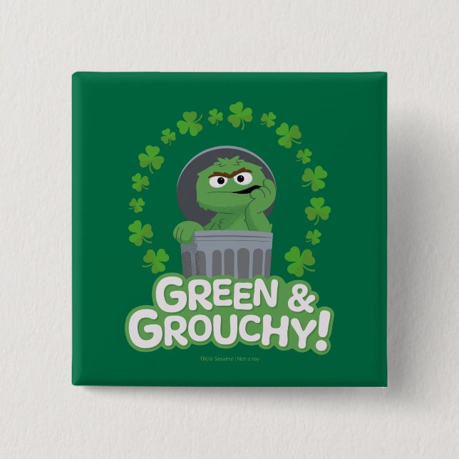 Oscar | Green & Grouchy! Button (Front)