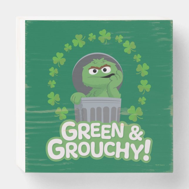 Oscar | Green & Grouchy! Wooden Box Sign (Front Horizontal)