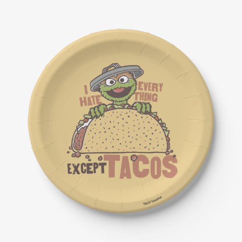 Oscar I Hate Everything Except Tacos Paper Plates