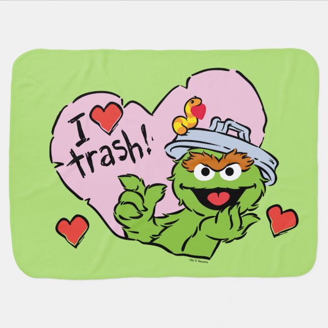 Oscar "I Love Trash" Valentine Baby Blanket (Horizontal)