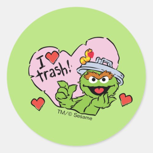 Oscar I Love Trash Valentine Classic Round Sticker