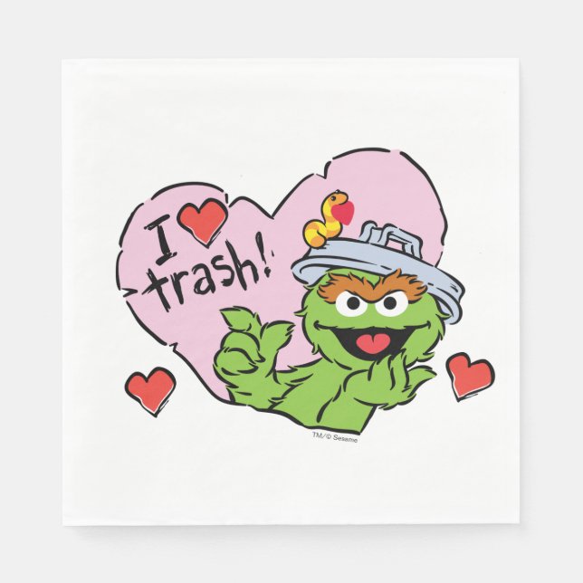 Oscar "I Love Trash" Valentine Napkins (Front)