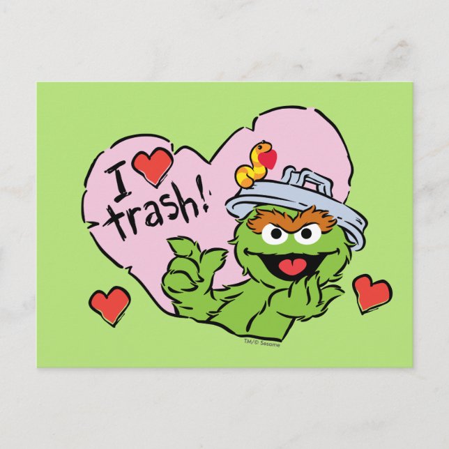 Oscar "I Love Trash" Valentine Postcard (Front)