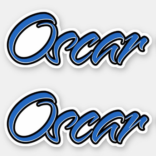 Oscar name blue sticker embroiderset