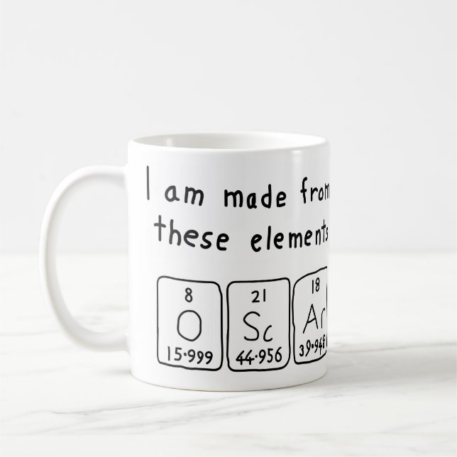 Oscar periodic table name mug (Left)