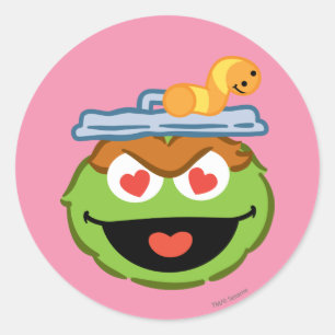 Oscar Smiling Face with Heart-Shaped Eyes Classic Round Sticker