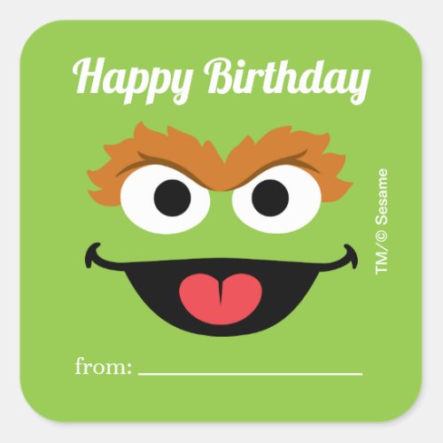 Oscar the Grouch  A Gift From _ Birthday  Square Sticker