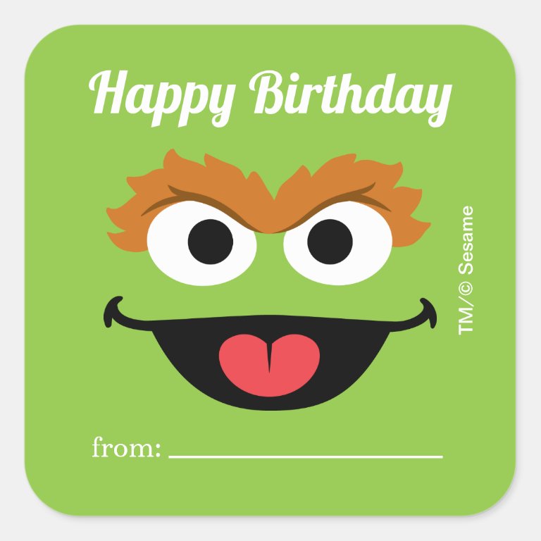 Oscar the Grouch | A Gift From - Birthday  Square Sticker
