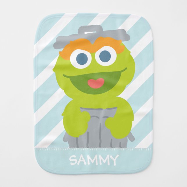 Oscar the Grouch Baby | Add Your Name Burp Cloth (Front)