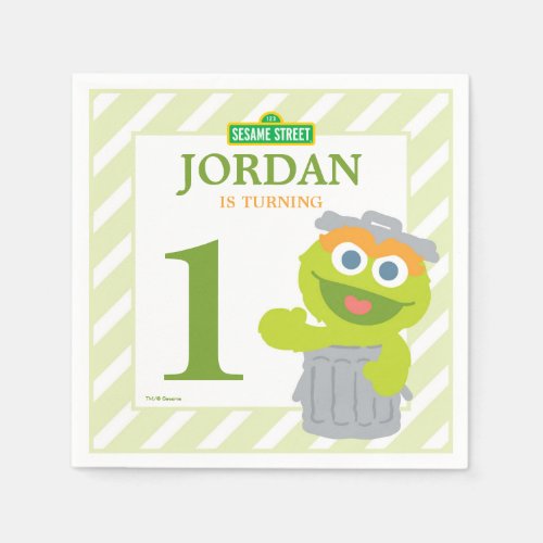 Oscar the Grouch Baby Birthday Paper Napkins