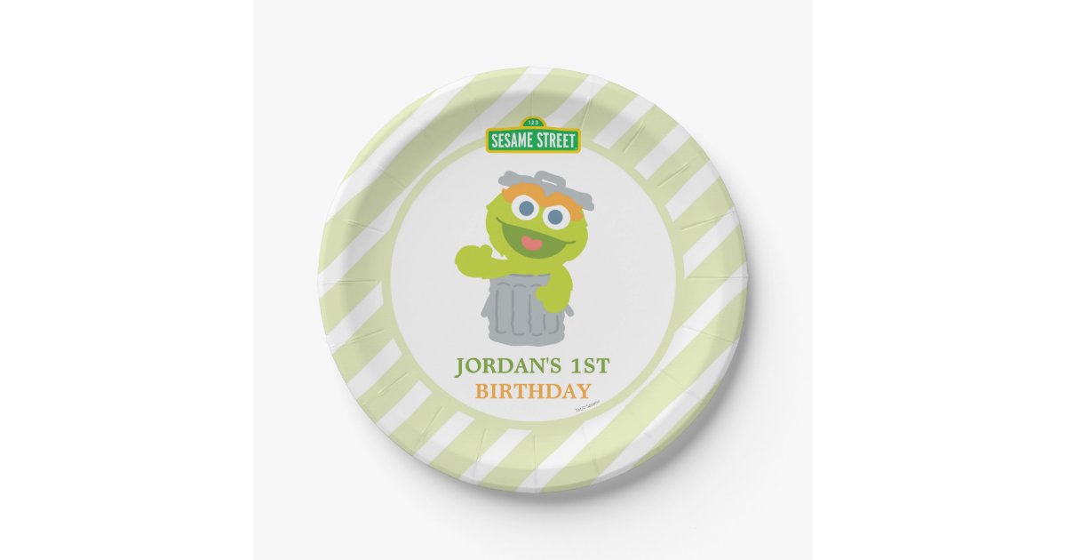 Oscar The Grouch Baby Birthday Paper Plate Zazzle Com