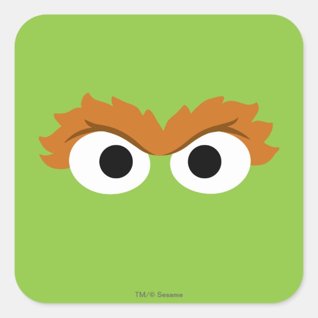 Oscar the Grouch Big Face Square Sticker (Front)