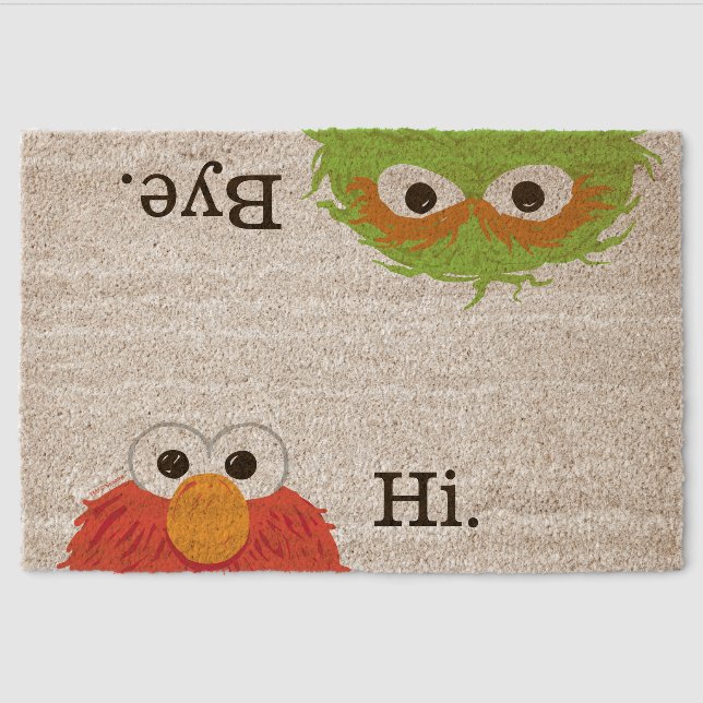 Oscar the Grouch & Elmo "Hi" "Bye" Welcome Fiber Doormat (Front)