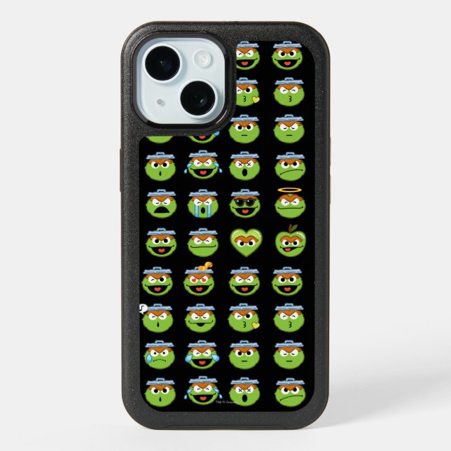 Oscar the Grouch Emoji Pattern iPhone 15 Case (Back)