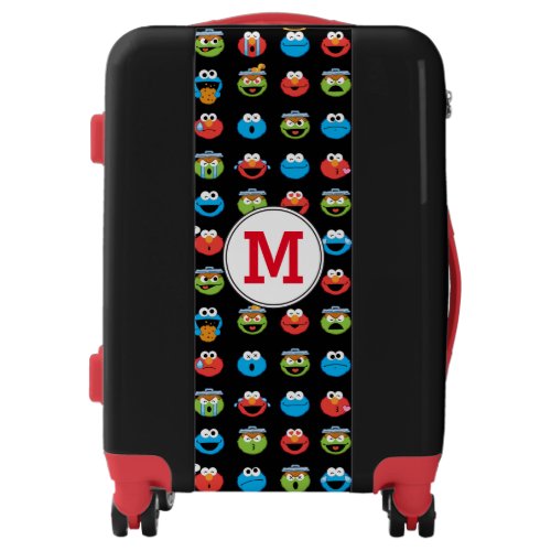 Oscar the Grouch Emoji Pattern  Monogram Luggage