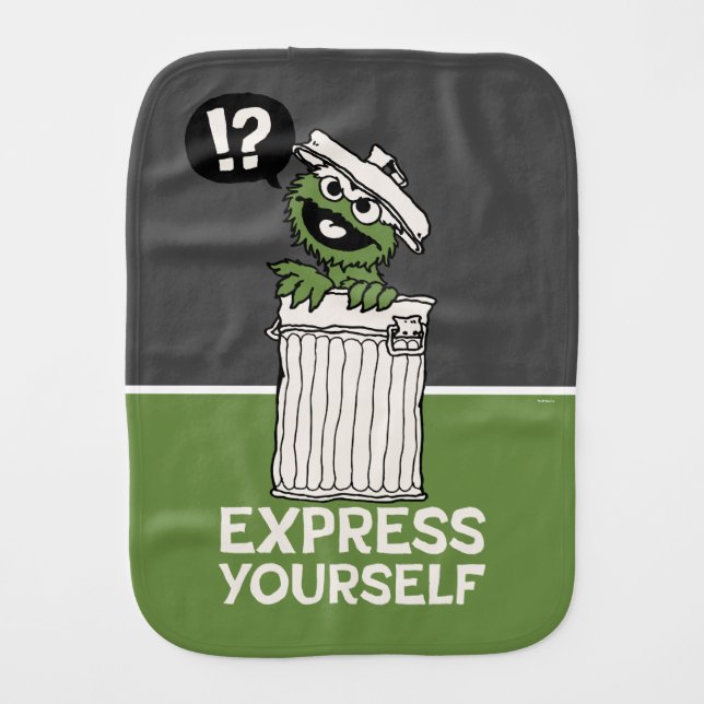 Oscar the Grouch Express Yourself Baby Burp Cloth (Front)