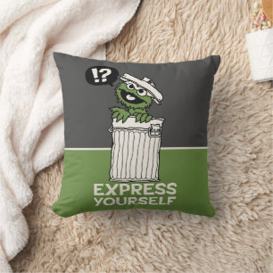 Oscar the Grouch Express Yourself Throw Pillow