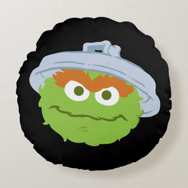 Oscar the Grouch Face Round Pillow (Front)