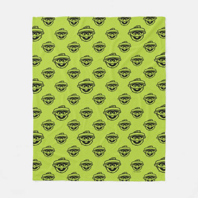 Oscar the Grouch Green Pattern Fleece Blanket (Front)
