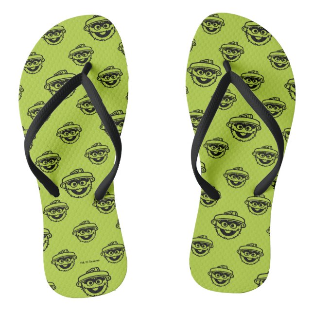 Oscar the Grouch Green Pattern Flip Flops (Footbed)