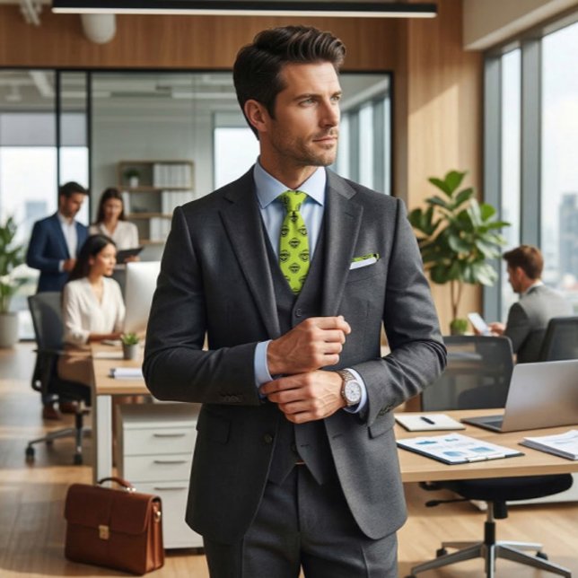 Oscar the Grouch Green Pattern Neck Tie (Generated image of man wearing tie)