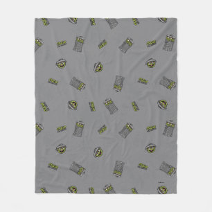 Oscar the Grouch Grey Pattern Fleece Blanket