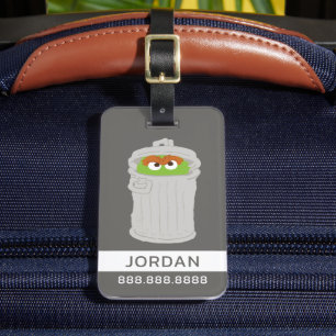 Oscar the Grouch & His Trash Can   Add Your Info Luggage Tag