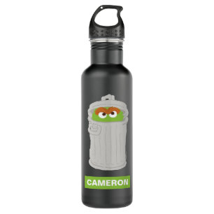 Oscar the Grouch & His Trash Can Add Your Name Stainless Steel Water Bottle