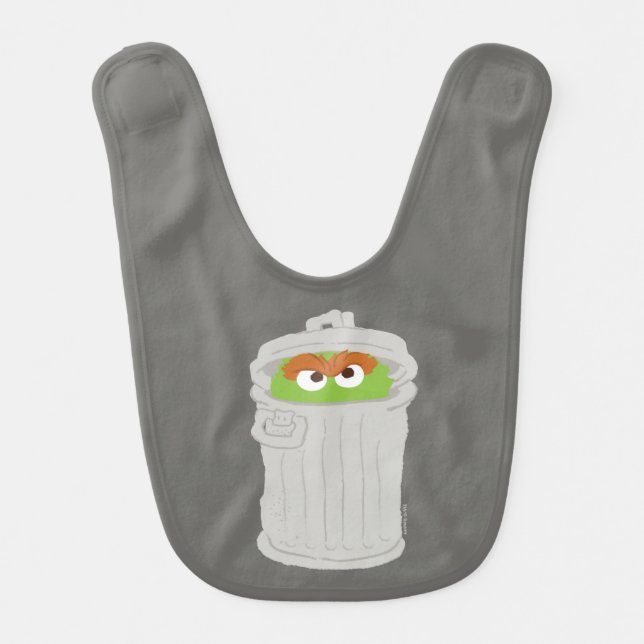 Oscar the Grouch & His Trash Can Baby Bib (Front)