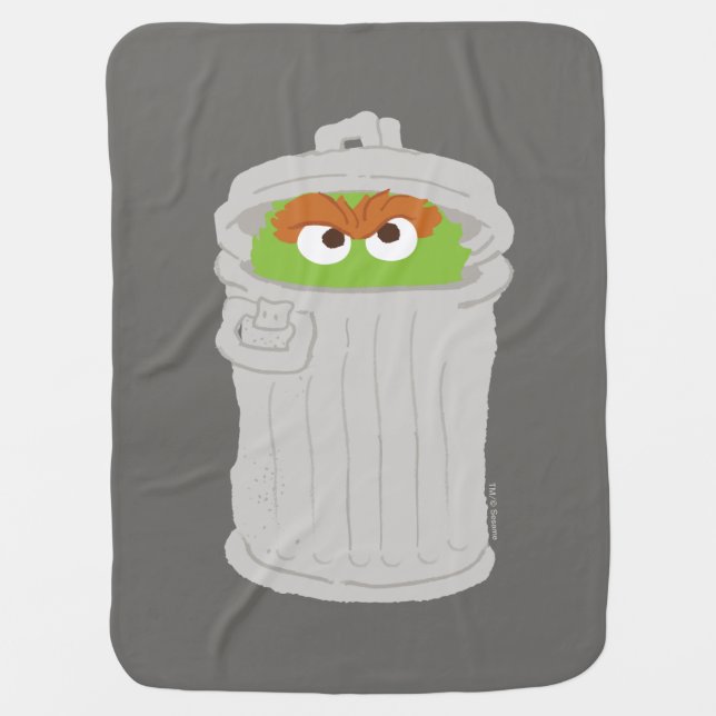 Oscar the Grouch & His Trash Can Baby Blanket (Front)