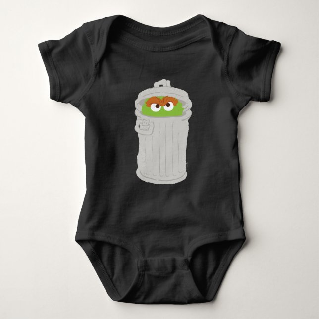 Oscar the Grouch & His Trash Can Baby Bodysuit (Front)