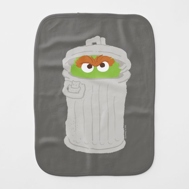 Oscar the Grouch & His Trash Can Baby Burp Cloth (Front)