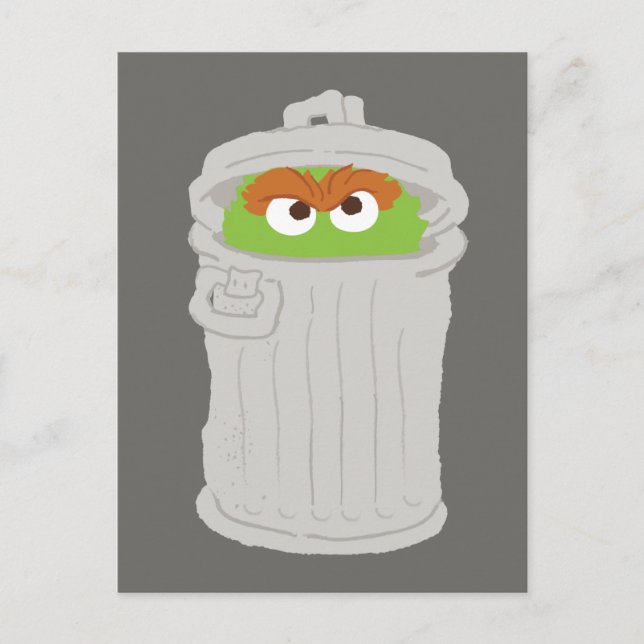Oscar the Grouch & His Trash Can Postcard (Front)